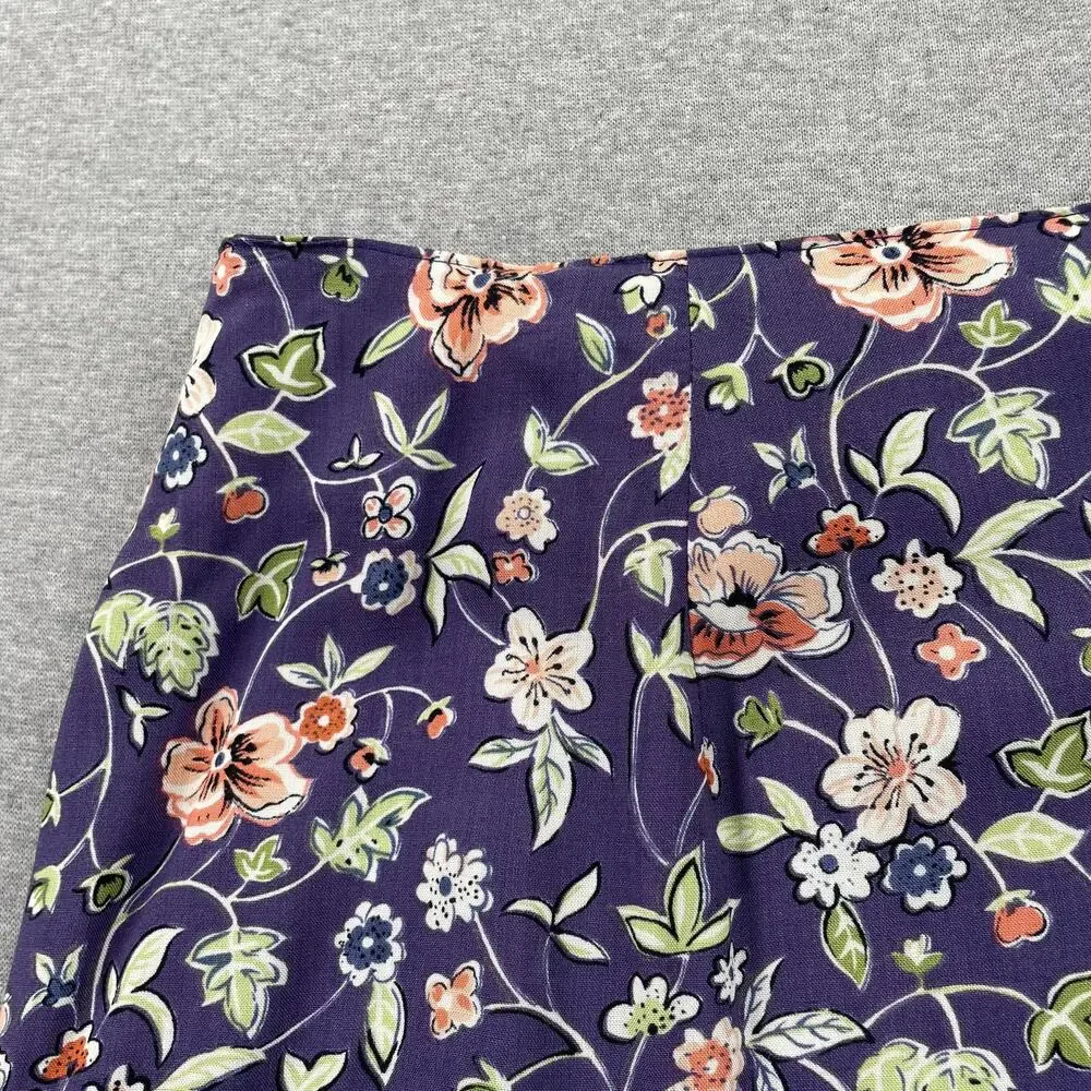 90s VTG Paul Harris Design Floral Maxi Skirt Size L Purple Wrap Front Fairycore